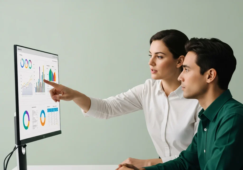 Team collaborating over data analysis